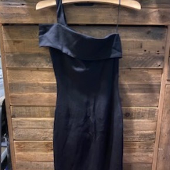 One Shoulder Nicolas Dress, Black, Size 2 - Picture 1 of 5